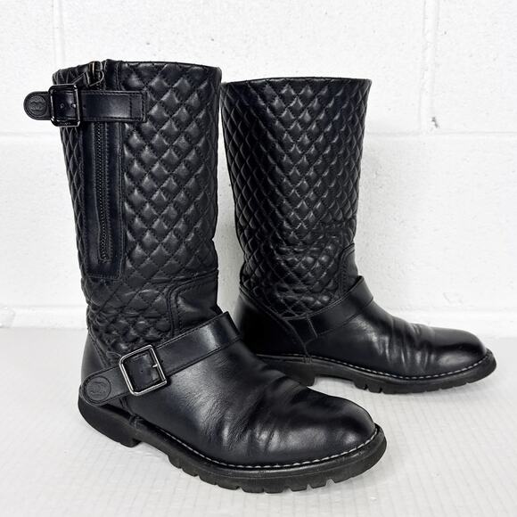 CHANEL Black Quilted Combat Boots - Picture 1 of 15
